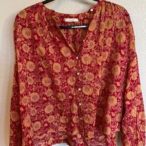 DÔEN
Floral Print Mock Neck Blouse